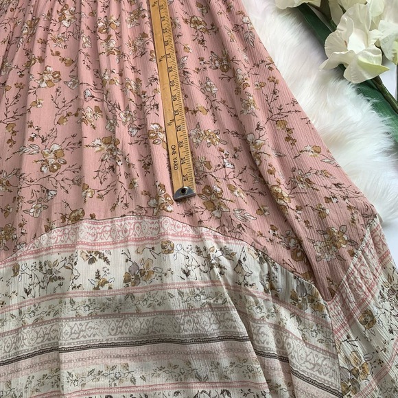 Knox Rose Pale Blush Floral Flutter Short Sleeve Smocked Waist Dress Boho xxl - Picture 13 of 14